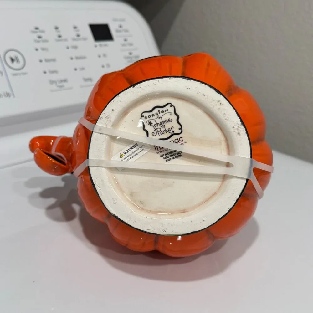 Johanna Parker Halloween Pumpkin Covered Candy Bowl With Spoon NEW